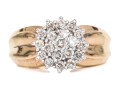 10k Retro Round Diamond Cluster Ring With Wide Ribbed Sides, App. 0.20 TCW, Size 6