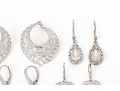 Eight Pairs Of Formal Sterling Silver Earrings