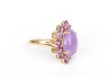 14k Yellow Gold Purple Aventurine And Amethyst Halo Cocktail Ring, Size 6