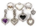 Judith Ripka Sterling Silver Collection Of Heart Motif Jewelry Pieces