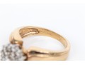 10k Retro Round Diamond Cluster Ring With Wide Ribbed Sides, App. 0.20 TCW, Size 6