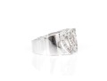 14k White Gold Fun Wide Double Diamond Set Open Heart Ring, App. 0.07 TCW, Size 6.5