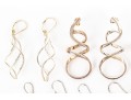 Six Pairs Of Sterling SIlver Modern Dangle Earrings