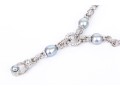 Judith Ripka Sterling Silver Beautiful Ribbed Link And Faux Pearl 