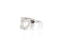 14k White Gold Fun Wide Double Diamond Set Open Heart Ring, App. 0.07 TCW, Size 6.5