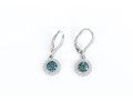 Sterling Silver Stunning Blue Moissanite And Pave Diamond Style Drop Earrings, App. 0.12 TCW.