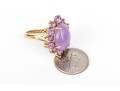 14k Yellow Gold Purple Aventurine And Amethyst Halo Cocktail Ring, Size 6