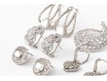 Eight Pairs Of Formal Sterling Silver Earrings