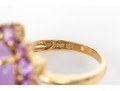 14k Yellow Gold Purple Aventurine And Amethyst Halo Cocktail Ring, Size 6