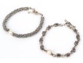 Michael Dawkins Sterling Silver Fun Complementary Pair Of Stacked Rondelle Motif Bracelets