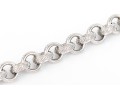 14k White Gold Handsome Chunky Rolo Link Bracelet, Ribbed Finish