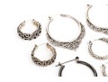 Collection Of Assorted Sterling Silver Balinese Motif Hoop Earrings