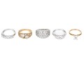 14k Gold Collection Of Five Assorted Rings, Sizes 6- To 7