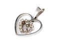 14k White Gold Pretty Open Floating Frame Diamond Set Heart Pendant, App. 0.10 TCW