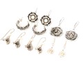 Collection Of Sterling Silver Flower Motif Pendant Style And Hoop Earrings