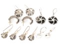 Collection Of Sterling Silver Flower Motif Pendant Style And Hoop Earrings