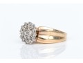 10k Retro Round Diamond Cluster Ring With Wide Ribbed Sides, App. 0.20 TCW, Size 6