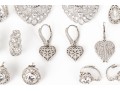 Eight Pairs Of Formal Sterling Silver Earrings