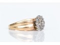 10k Retro Round Diamond Cluster Ring With Wide Ribbed Sides, App. 0.20 TCW, Size 6