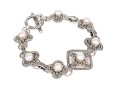 Sterling Silver Ornate Balinese Style Alhambra Shaped Link Bracelet, With 18k Accents