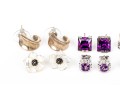 Six Pairs Of Sterling SIlver Earrings, Amethyst, Mother Of Pearl, Pearl