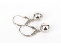 14k White Gold Simple Pendant Ball Earrings, High Polished