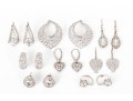 Eight Pairs Of Formal Sterling Silver Earrings