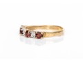 10k Yellow Gold Burgundy Glass And White Sapphire 7 Stone Ring, Size 5.75+