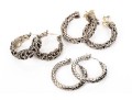 Collection Of Assorted Sterling Silver Balinese Motif Hoop Earrings