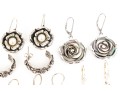 Collection Of Sterling Silver Flower Motif Pendant Style And Hoop Earrings