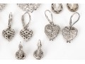 Eight Pairs Of Formal Sterling Silver Earrings