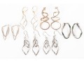 Six Pairs Of Sterling SIlver Modern Dangle Earrings