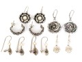 Collection Of Sterling Silver Flower Motif Pendant Style And Hoop Earrings