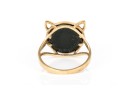 14k Yellow Gold Fabulous Vintage Black Onyx Cat Motif Ring, Size 6