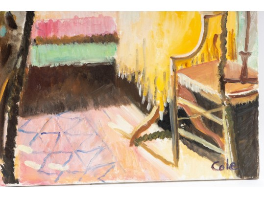 Hannah Cole Buie (American, B. 1955) Living Room Scene Oil On Canvas Painting
