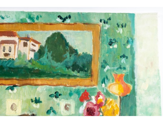 Hannah Cole Buie (American, B. 1955) Living Room Scene Oil On Canvas Painting