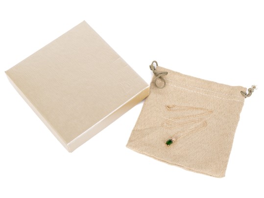 14k Yellow Gold Elegant Diamond Topped Chrome Diopside Pendant, With Chain, New