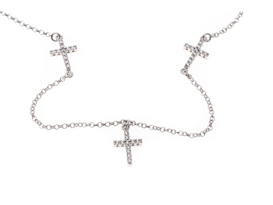 Sterling Silver Unique Cross Opera Length Necklace