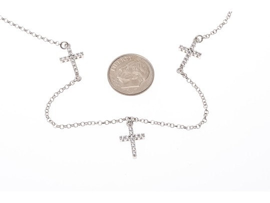 Sterling Silver Unique Cross Opera Length Necklace