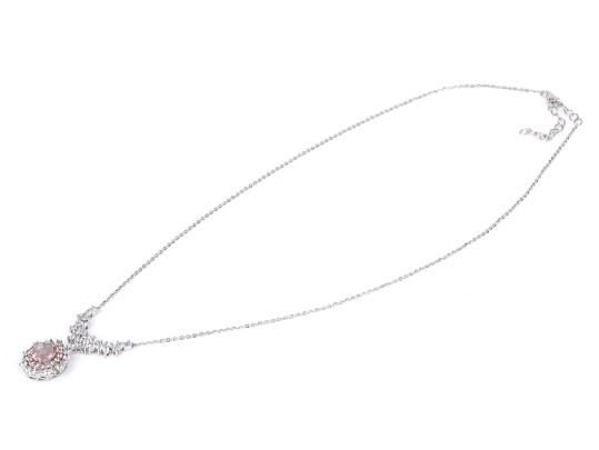 Sterling Silver And Vermeil Pretty Pink Morganite And White Topaz Halo Cluster Necklace