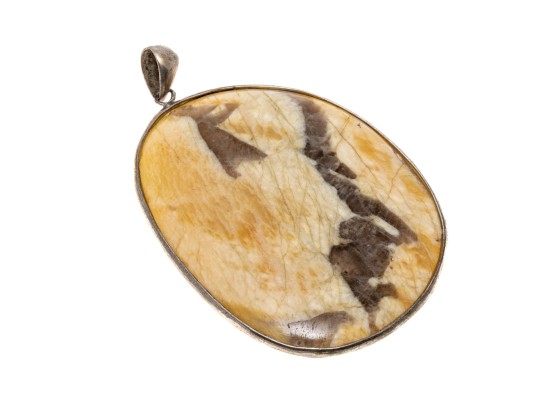 Bold Sterling Tumbled Hard Stone Pendant