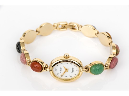 Fantastic Gruen Scarab Beetle Set Quartz Watch.