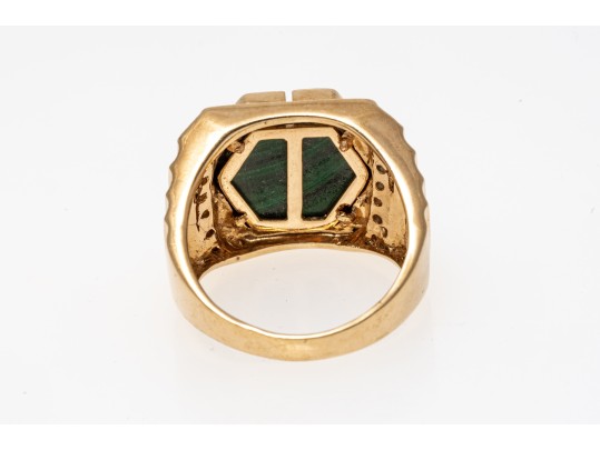 10K Broad Landscape Inlay Image Ring, Size 7.75