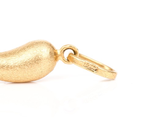 18k Yellow Gold Cornicello Pendant, Brushed Finish