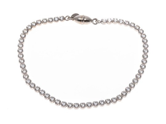 Sterling Silver Lovely Round Brilliant Cut CZ Line Bracelet