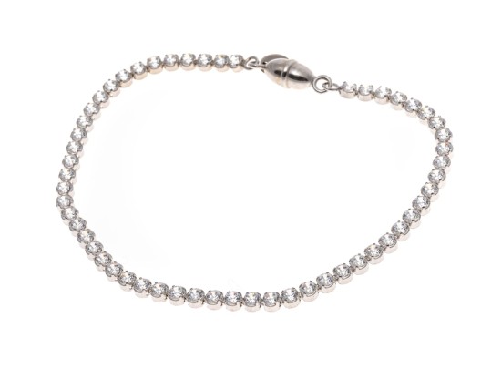 Sterling Silver Lovely Round Brilliant Cut CZ Line Bracelet