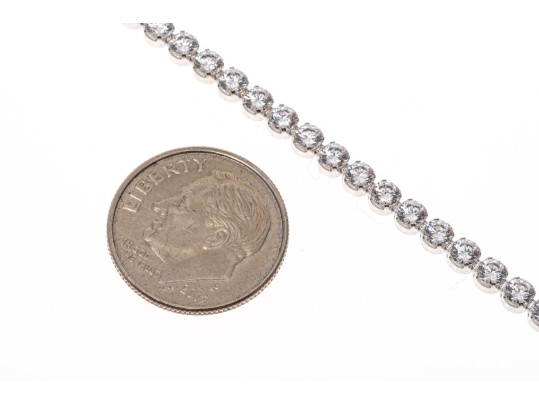 Sterling Silver Lovely Round Brilliant Cut CZ Line Bracelet