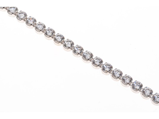 Sterling Silver Lovely Round Brilliant Cut CZ Line Bracelet