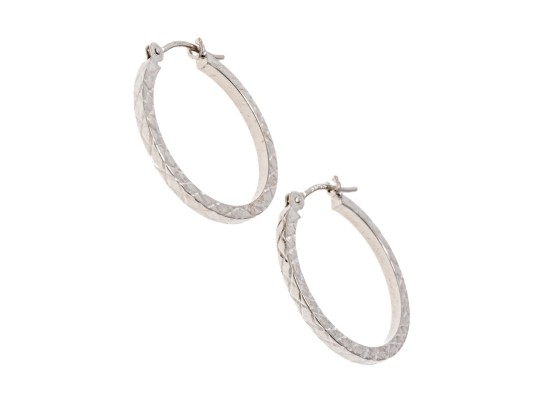 Simple 14K White Gold Hoop Earrings