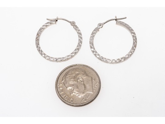 Simple 14K White Gold Hoop Earrings
